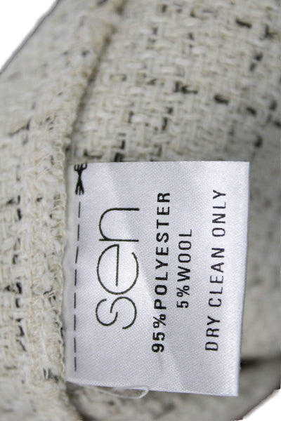 Sen Women Blazer Ivory Checked Polyester Long Sleeve Size XS