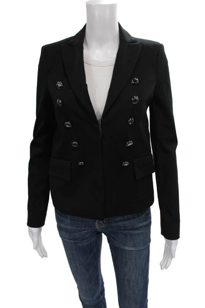 Central Park West Women Black Basic Jacket Button Long Sleeve Size XS