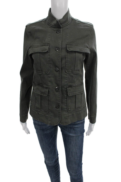 Rails Womens Military Jacket Green Cotton Button Long Sleeve Size XS