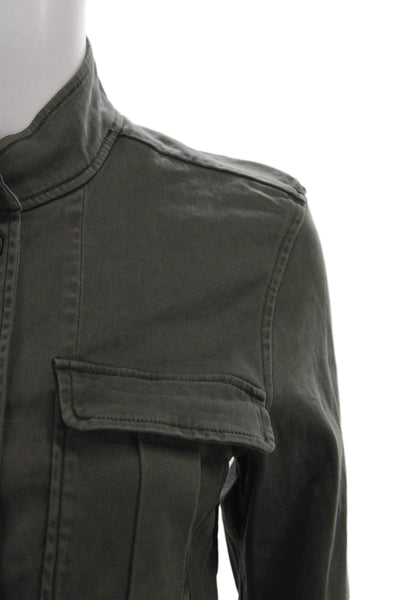Rails Womens Military Jacket Green Cotton Button Long Sleeve Size XS