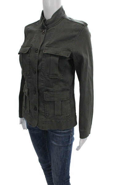 Rails Womens Military Jacket Green Cotton Button Long Sleeve Size XS