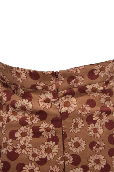 Sandro Womens Wrap Floral Long Skirt Brown Zip Size 0
