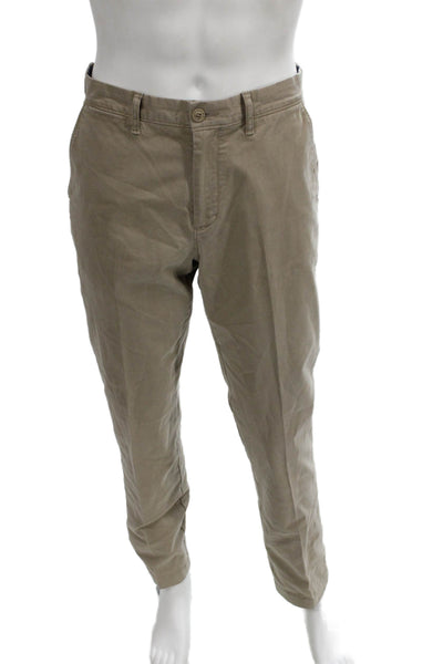 J Crew Mens Chino Pants Beige Button 97% Cotton Size 32