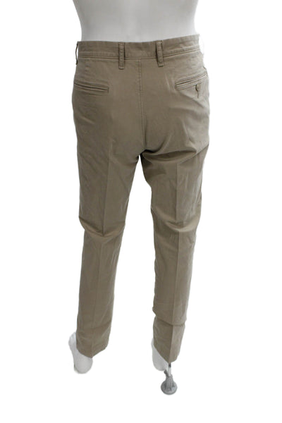 J Crew Mens Chino Pants Beige Button 97% Cotton Size 32