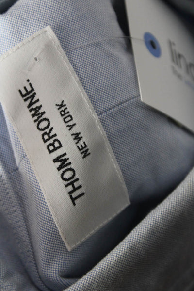 Thom Browne Womens Sleeveless Collared Button Up Cotton Top Blue Basic Size 1