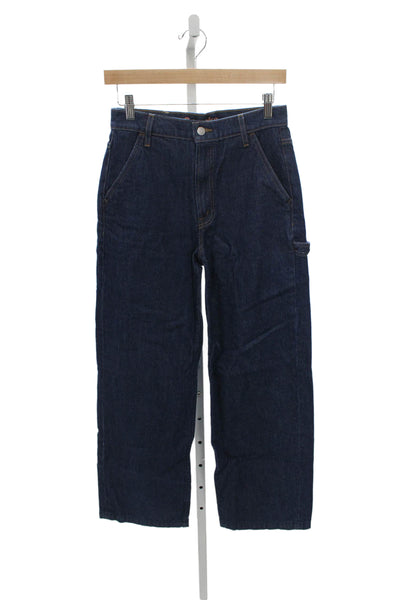 Mother Women Straight Jeans Blue 100% Cotton Mid Rise Button Size 23