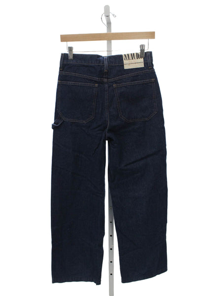Mother Women Straight Jeans Blue 100% Cotton Mid Rise Button Size 23