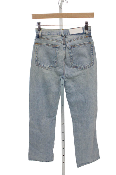 Re/Done Women Straight Jeans Blue 100% Cotton Mid Rise Button Inseam 29 Size 24