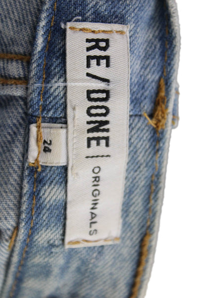 Re/Done Women Straight Jeans Blue 100% Cotton Mid Rise Button Inseam 29 Size 24