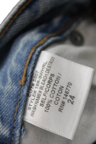 Re/Done Women Straight Jeans Blue 100% Cotton Mid Rise Button Inseam 29 Size 24