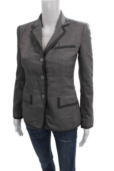 Thom Browne Womens Gray Cotton Button Blazer Size XS