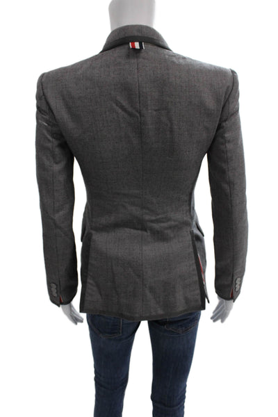 Thom Browne Womens Gray Cotton Button Blazer Size XS