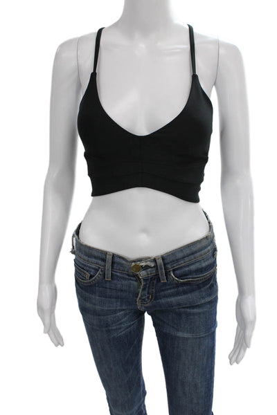 Alo Womens Wide Band Spaghetti Strap Sports Bra Black Size XS