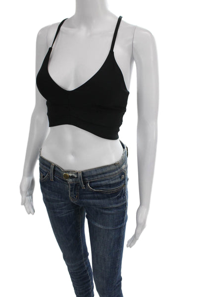 Alo Womens Wide Band Spaghetti Strap Sports Bra Black Size XS
