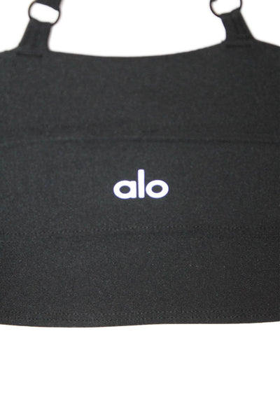 Alo Womens Wide Band Spaghetti Strap Sports Bra Black Size XS