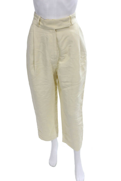 Toteme Womens Ivory Cropped Viscose Pants Zip Size 32
