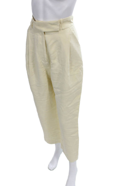 Toteme Womens Ivory Cropped Viscose Pants Zip Size 32