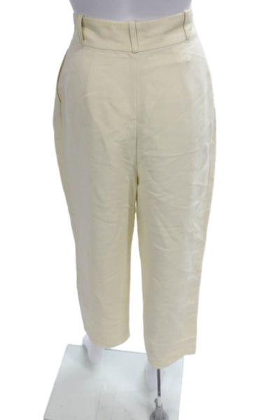 Toteme Womens Ivory Cropped Viscose Pants Zip Size 32