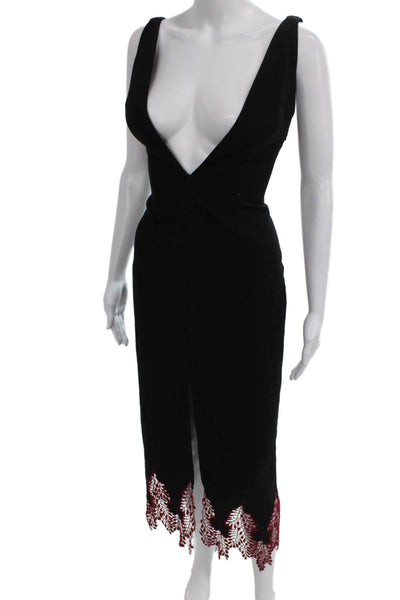 Thakoon Women Black Sheath Dress V-Neck Sleeveless Zip Polyester Blend Size XS