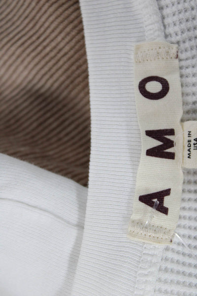 Amo Womens Basic Long Sleeve T-Shirt White Crew Neck Size S