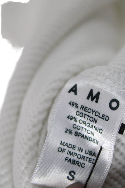 Amo Womens Basic Long Sleeve T-Shirt White Crew Neck Size S