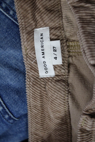 Good American Womens Beige Cotton Button Pants Size 27