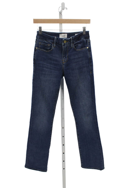 Frame Women Straight High Waist Blue Cotton Jeans Size 26