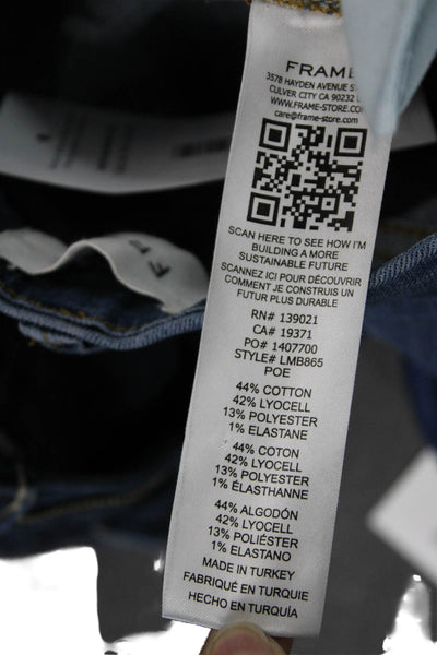 Frame Women Straight High Waist Blue Cotton Jeans Size 26