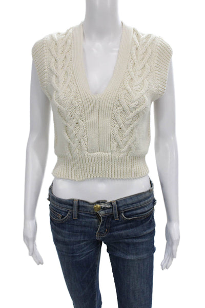 Z Supply Women V-Neck Sleeveless Vest Sweater Ivory Size XS