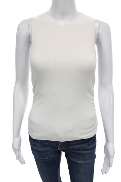 Alo Womens Basic Sleeveless Tank Ivory Round Neck Polyester Size XS