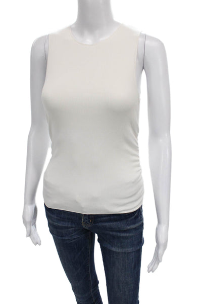 Alo Womens Basic Sleeveless Tank Ivory Round Neck Polyester Size XS