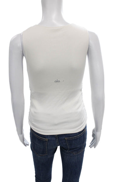 Alo Womens Basic Sleeveless Tank Ivory Round Neck Polyester Size XS
