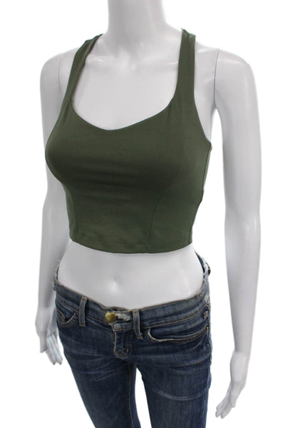 Beyond Yoga Womens V Neck Sports Bra Green Size Extra Small