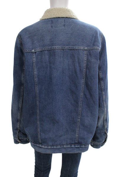 Madewell Womens Basic Jacket Blue Cotton Button Long Sleeve Size XL