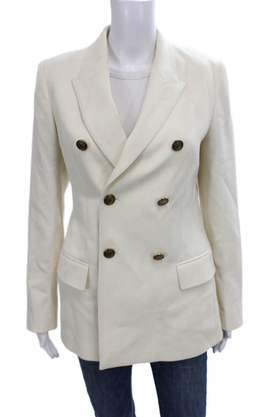 Massimo Dutti Women Ivory Acetate Blazer Button Long Sleeve Size 4