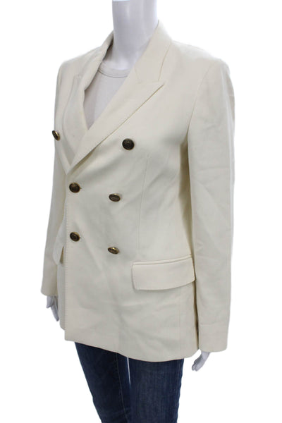 Massimo Dutti Women Ivory Acetate Blazer Button Long Sleeve Size 4