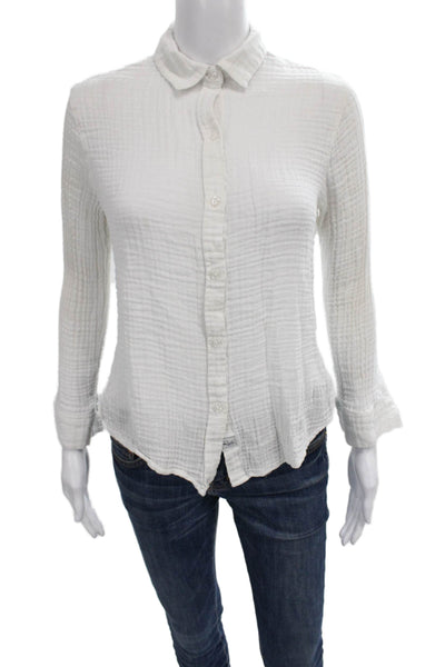Rails Women Basic Collared Long Sleeve Cotton Button Up White Solid Size XS
