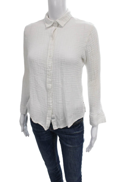 Rails Women Basic Collared Long Sleeve Cotton Button Up White Solid Size XS