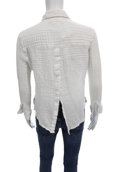 Rails Women Basic Collared Long Sleeve Cotton Button Up White Solid Size XS