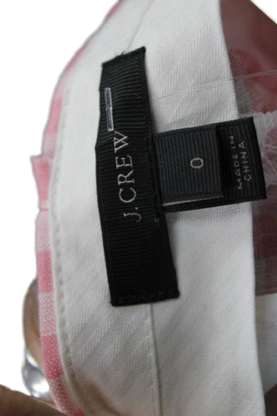 J Crew Women Cropped Pink Check Cotton Pants Size 0