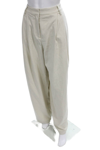 Dissh Womens Dress Pants Beige Button 52% Polyester Inseam 30 Size 12