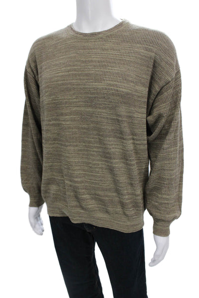 Barneys New York Mens Pullover Sweater Brown Crew Neck Long Sleeve Size M