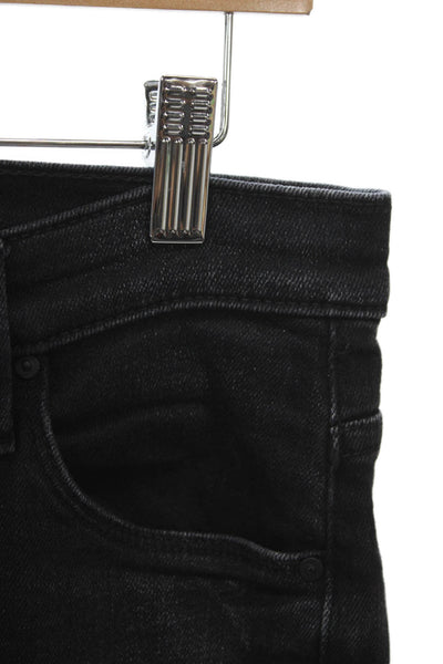 Mother Womens High Rise Black Flared Jeans Cotton Blend Button Size 28