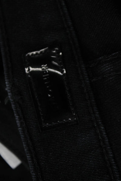 Mother Womens High Rise Black Flared Jeans Cotton Blend Button Size 28