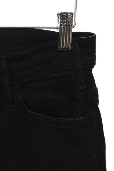 Mother Womens High Rise Black Flared Jeans Cotton Blend Button Size 28