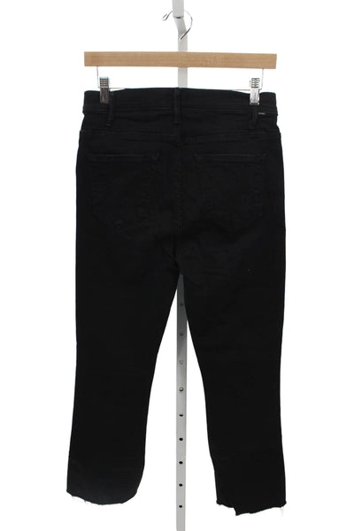 Mother Womens High Rise Black Flared Jeans Cotton Blend Button Size 28