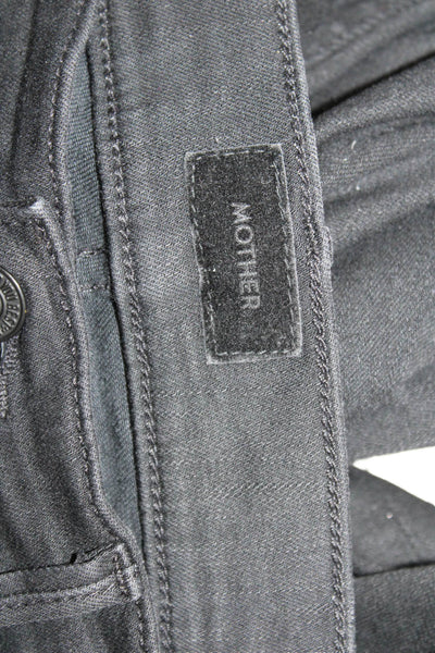 Mother Womens Cropped High Rise Black Cotton Blend Jeans Size 28