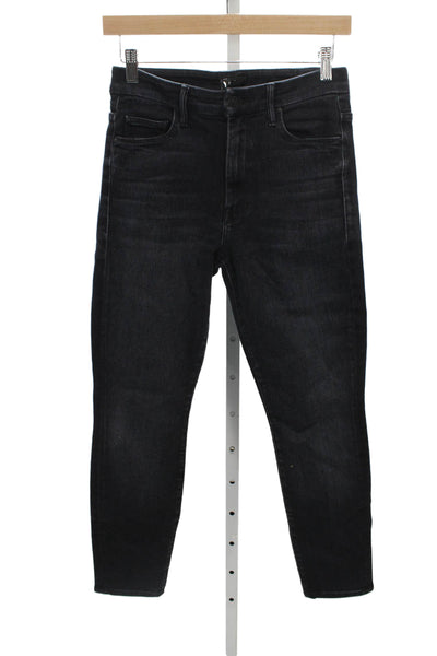 Mother Womens Ankle Jeans High Rise Black Cotton Button Size 28