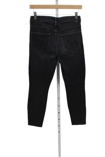 Mother Womens Ankle Jeans High Rise Black Cotton Button Size 28