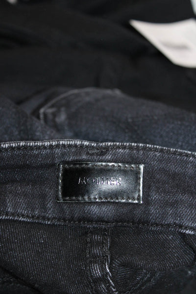 Mother Womens Ankle Jeans High Rise Black Cotton Button Size 28